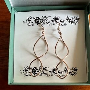 Handmade rose gold twist dangle drop earrings NEW in gift packaging